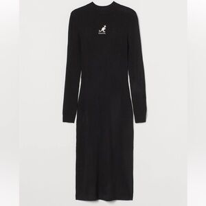 Kangol x H&M midi bodycon black dress size s/m